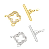 ocesrio small clove clasp jewelry connector genuine gold plated brass components for jewelry making cnta068