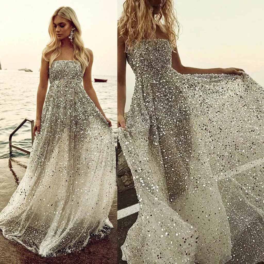 Женское вечернее платье макси с открытой спиной белое или золотистое без рукавов