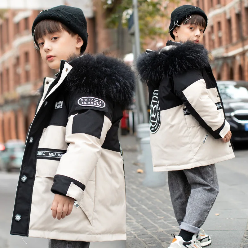 Chaqueta de plum&oacute;n de pato para ni&ntilde;o y ni&ntilde;a, abrigo grueso de invierno, Parka, traje de nieve, 5-14 a&ntilde;os-2