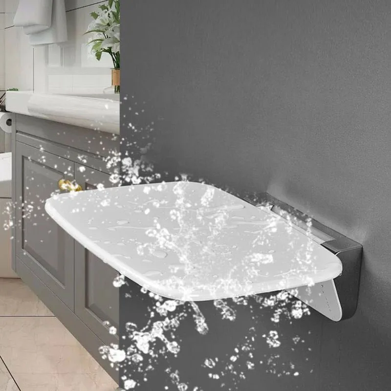 

Bathroom and Shower Folding Wall Chair Elderly White Waterproof Toilet Stool Shoe Changing Seat Home Hotel Bathroom Furniture