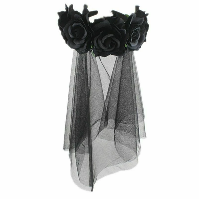 Halloween Day of the Dead Evil Red Rose Female Headdress Fancy Dress Costume Party Horror Spooky Props Flower Headband | Дом и сад