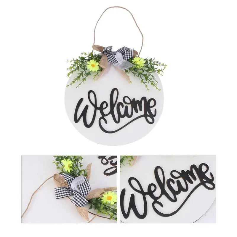 

1Pc Decorative Doorplate Wreath Door Pendant Door Hanging Decor Welcome Board for Festival