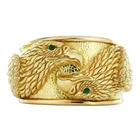 Кольцо мужское, с резьбой в виде золотого двуглавого орла