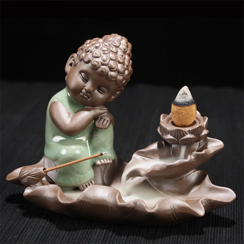 Керамическая глазурь ледяная с трещинами Будда курильница для благовоний