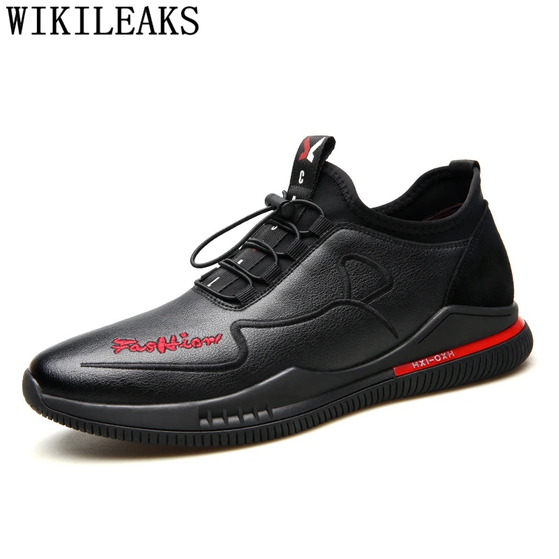 Мужские черные кроссовки повседневная обувь Лидер продаж кожаная мужская