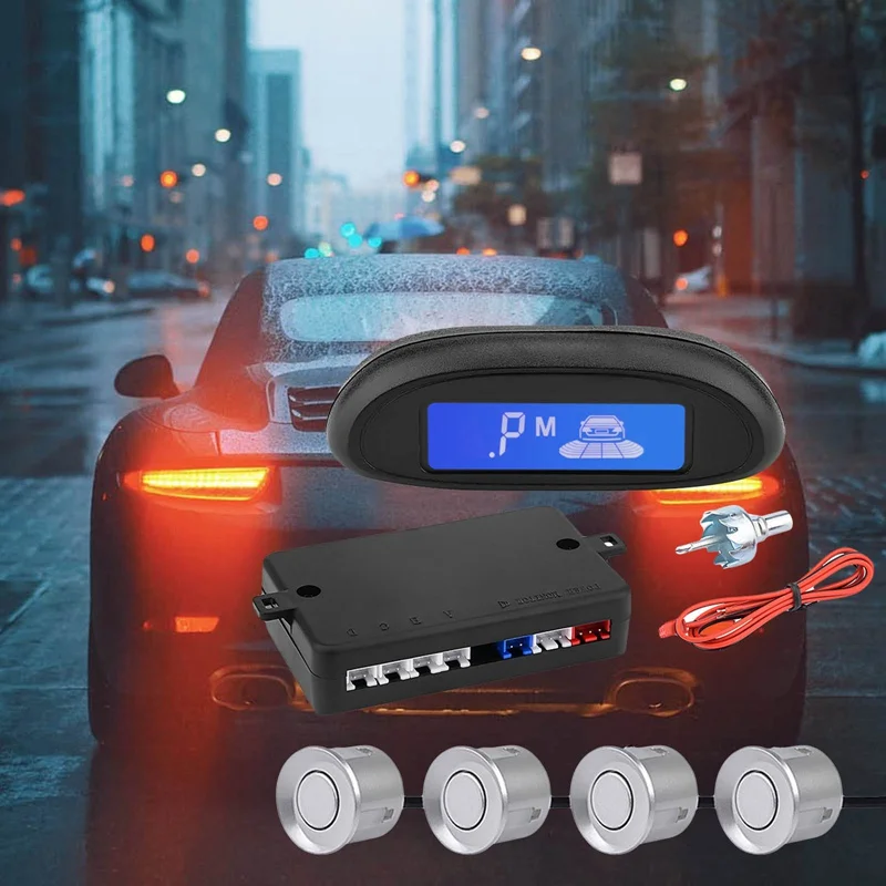 

Car Parking Sensor Set Parktronic LED LCD Display Buzzer Backup Car Reversing Radar Monitor Detector System w/4 Parking Sensors