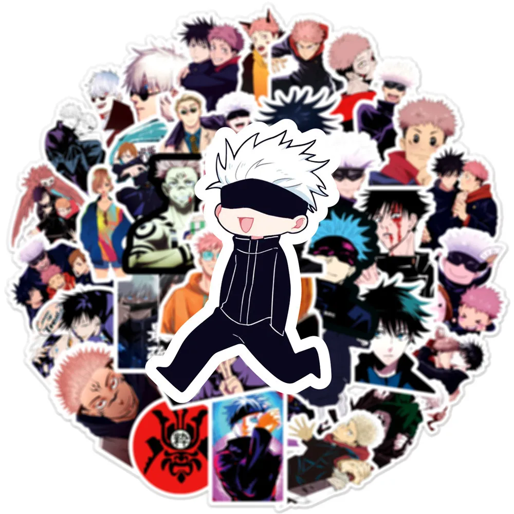 Jujutsu Kaisen-pegatinas de Anime impermeables, 10/30/50 uds, para tel&eacute;fono, nevera, coche, guitarra, monopat&iacute;n, port&aacute;til, pegatina para ni&ntilde;os, juguete cl&aacute;sico-3