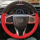 Чехол рулевого колеса автомобиля для Honda Civic 2004-2014, черный замшевый чехол для руля ручной работы из натуральной кожи