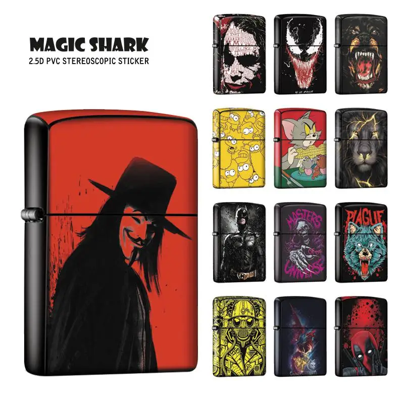 Magic Shark Skull Joker Lion Wolf Star War Stereo Cool Vendetta наклейка чехол накладка пленка для зажигалки