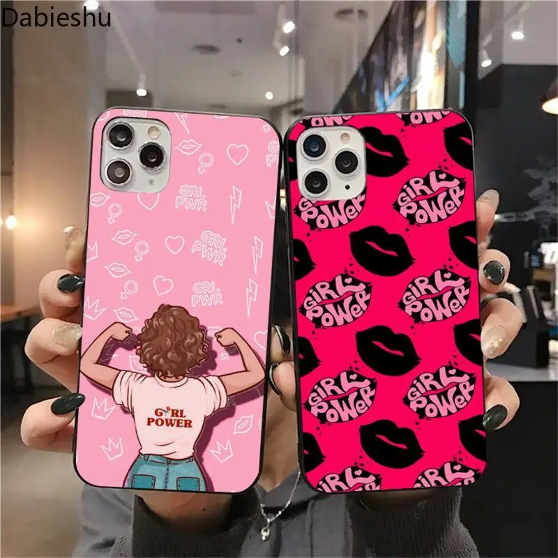 

Dabieshu PINK Girl power DIY phone Case cover Shell for iphone 12 pro max 11 pro XS MAX 8 7 6 6S Plus X 5S SE 2020 XR case
