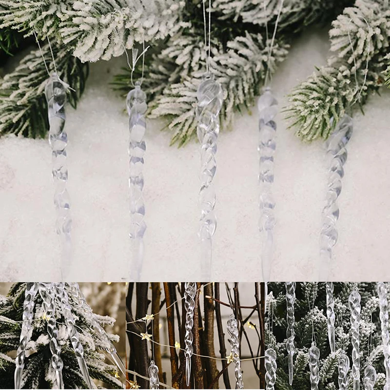 12 шт. моделирование льда с рождественской ёлкой орнаментом поддельные сосулька
