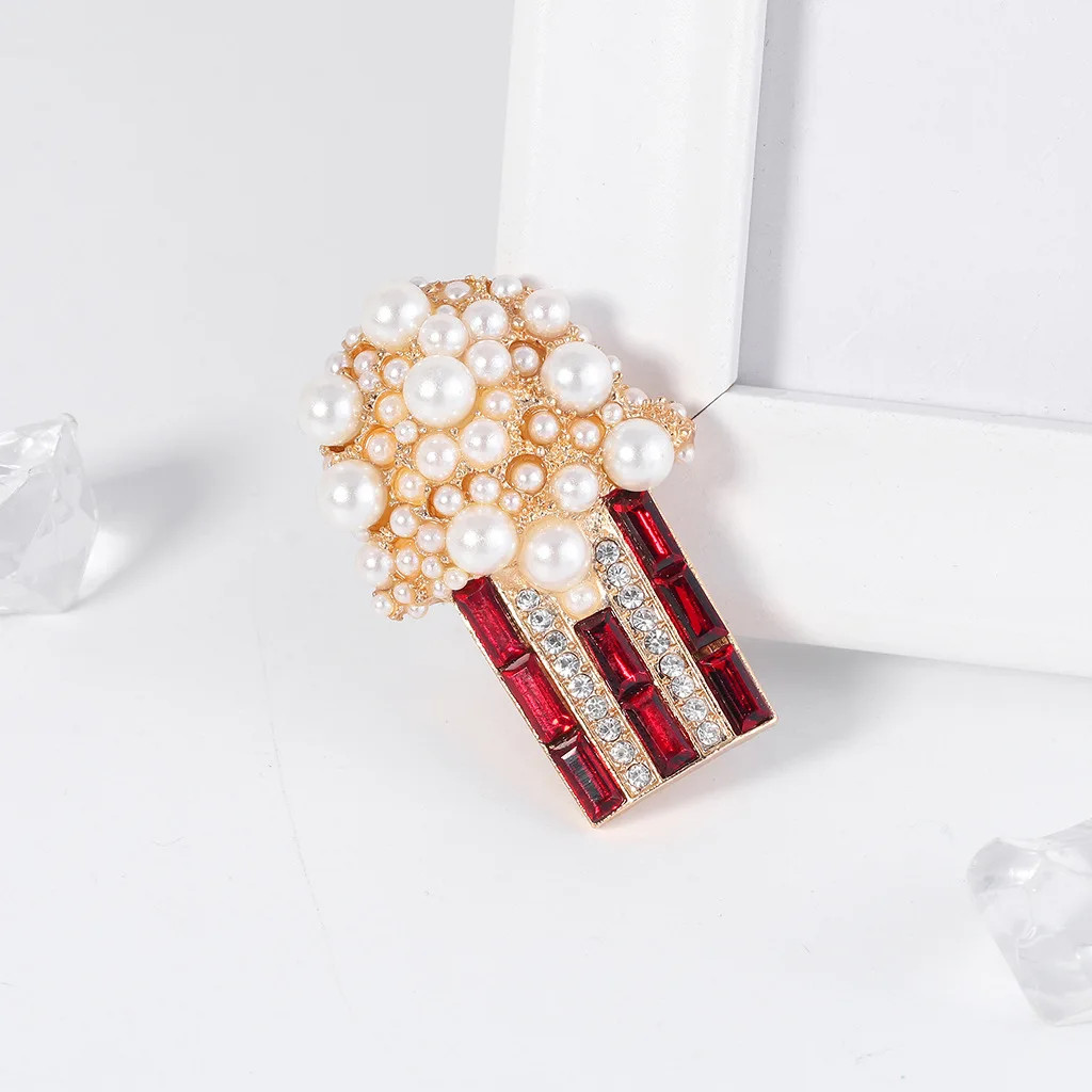 Жемчужные броши попкорн для женщин Стразы Вечерние Повседневные офисные Броши