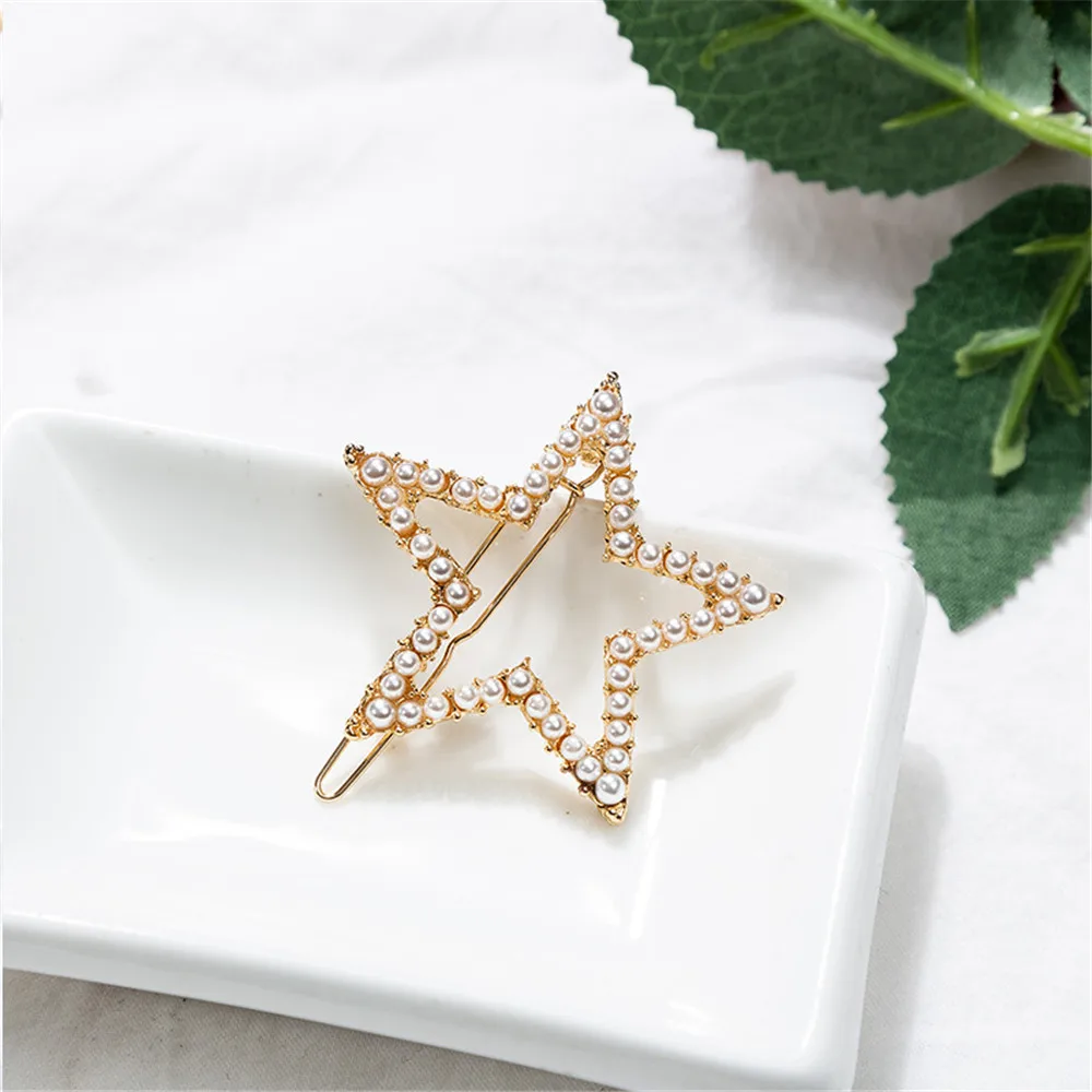 

1 Pcs Korean Simple Geometric Bowknot Star Pearl Hair Clips Hairgrips Ponytail Hairpins Girls Metal Hairclips Hair Accessories