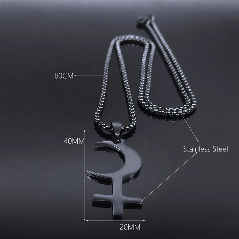 

Lilith Stainless Steel Pendant Necklace Black Color Necklace Women/Men Astrological Symbol Sign Sign Jewelry collares N4327S03