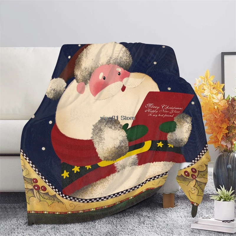

Children's Soft Sofa Blanket Santa Claus Cartoon Blanket Bedroom Sherpa Plush Blanket Portable Blanket King Size Manta