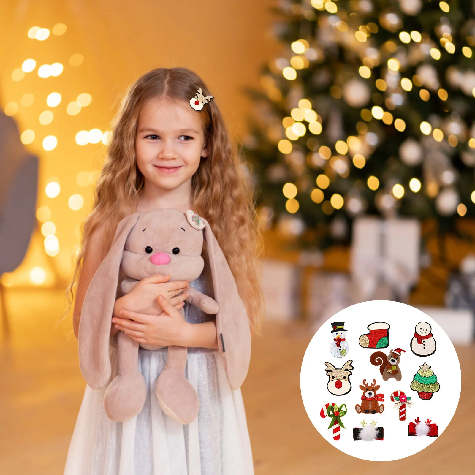 

11pcs Kids Hair Accessories DIY Christmas Elements Jewelry DIY Accessories1