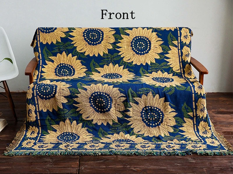Американский кантри диванные одеяла подсолнухи декоративные Slipcover кидает на диван кровать путешествия коврики коврик-шарф кисточки