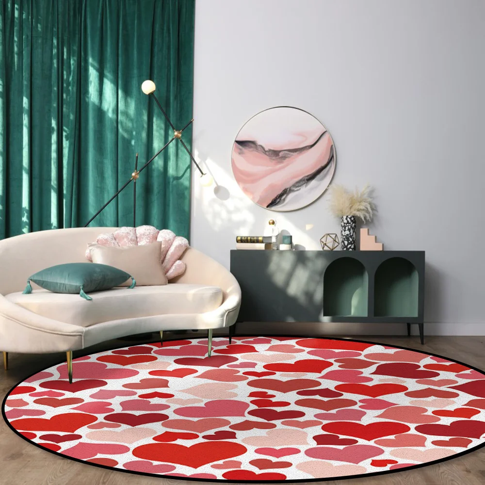 День Святого Валентина круглые ковры с принтом в виде красных сердец для детской