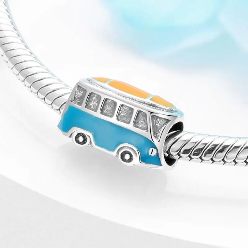 Новости Роскошные ключи серебряные бусины 925 пробы Голубая Эмаль Подвеска