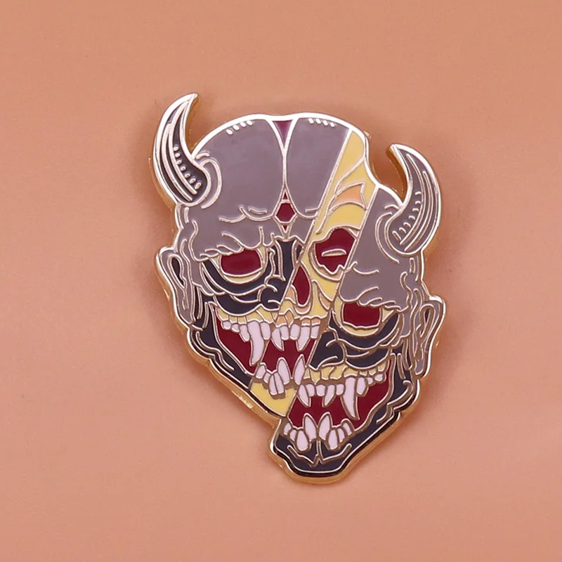 Женская Брошь Kabuki Noh Devil Badge Demon Oni Pins Japanese Yokai традиционная культура Jewelry | Украшения