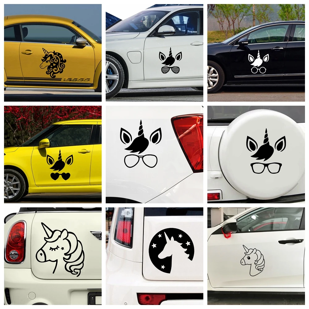 Автомобильные Стикеры с милым единорогом модные Мультяшные автомобильные