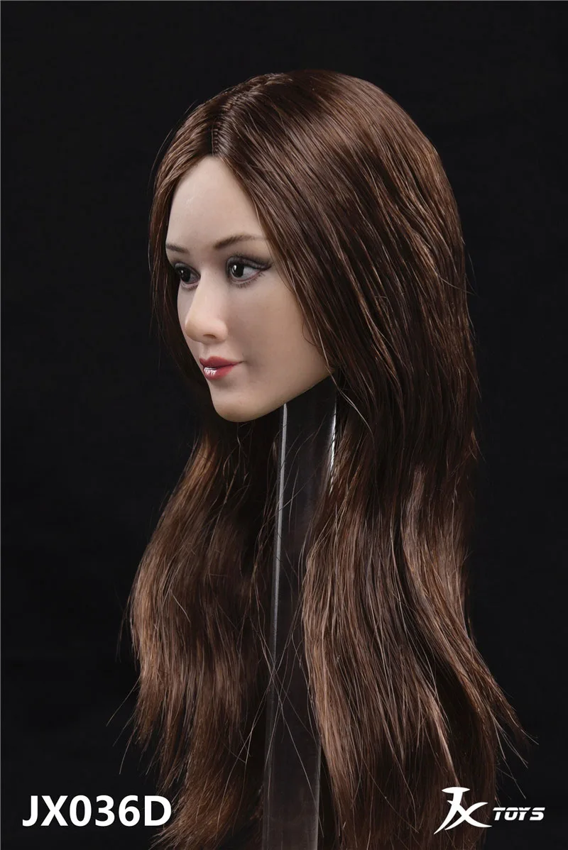 

JX036 1/6 Asian Beauty Head Sculpture Female Long Hair Head Carving Fit 12'' Soldier Action Figure Body