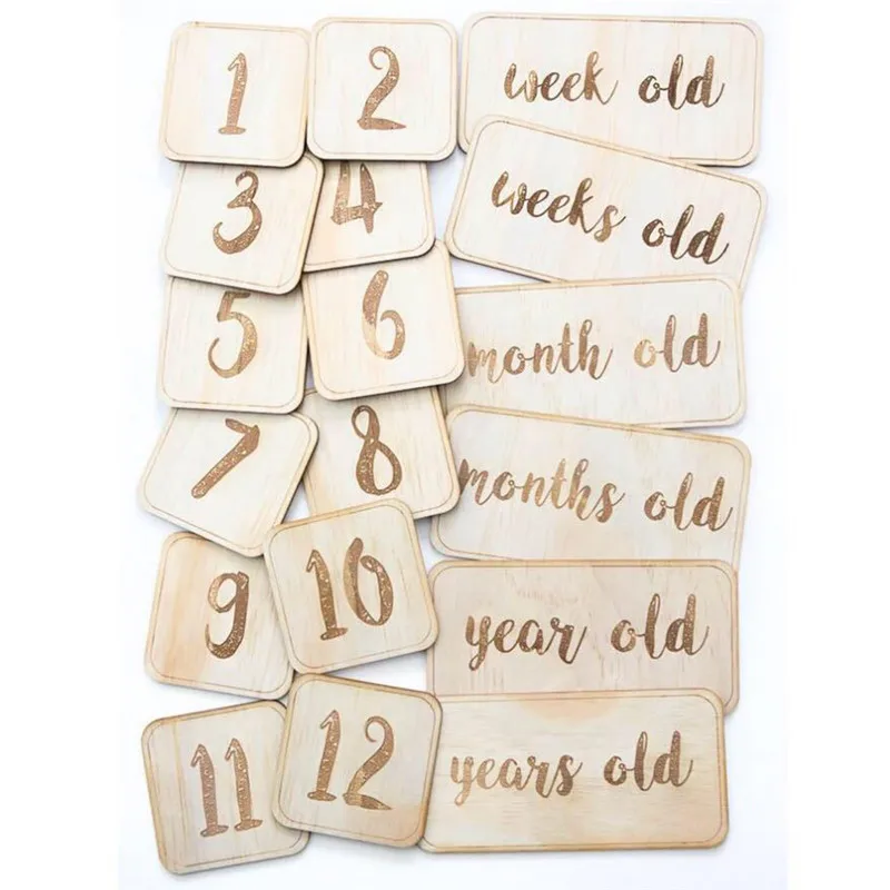 

Nordic Style Wooden Baby Birthday Memorial Milestone Card Newborns Photography Props Accessories Photo Shoot Photography props