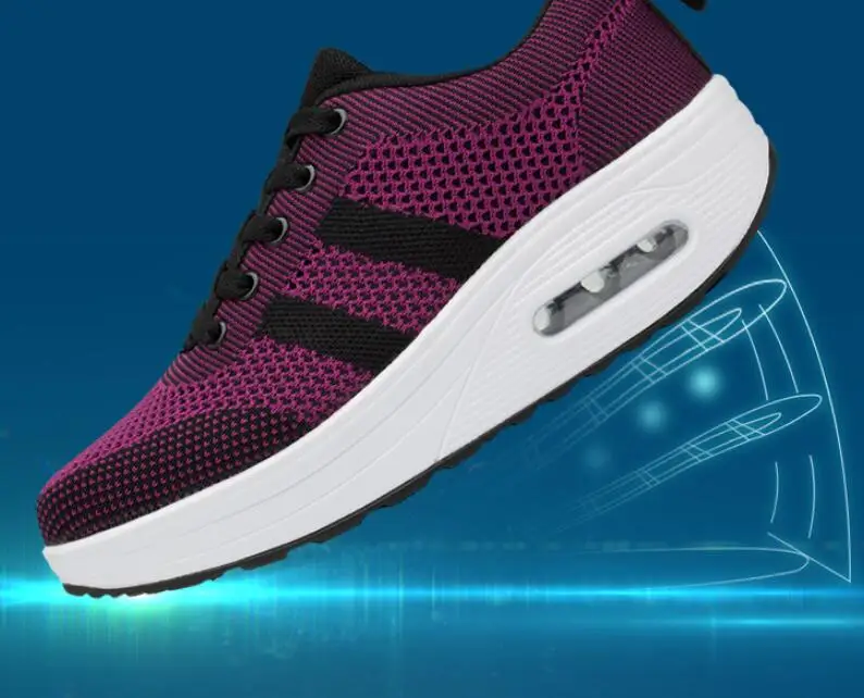 

2019 Women Platform Sports Shoes Summer Breathable Air Mesh Lace Up Sneakers Thick Bottom Casual Ladies Soft Flats Walking Shoes