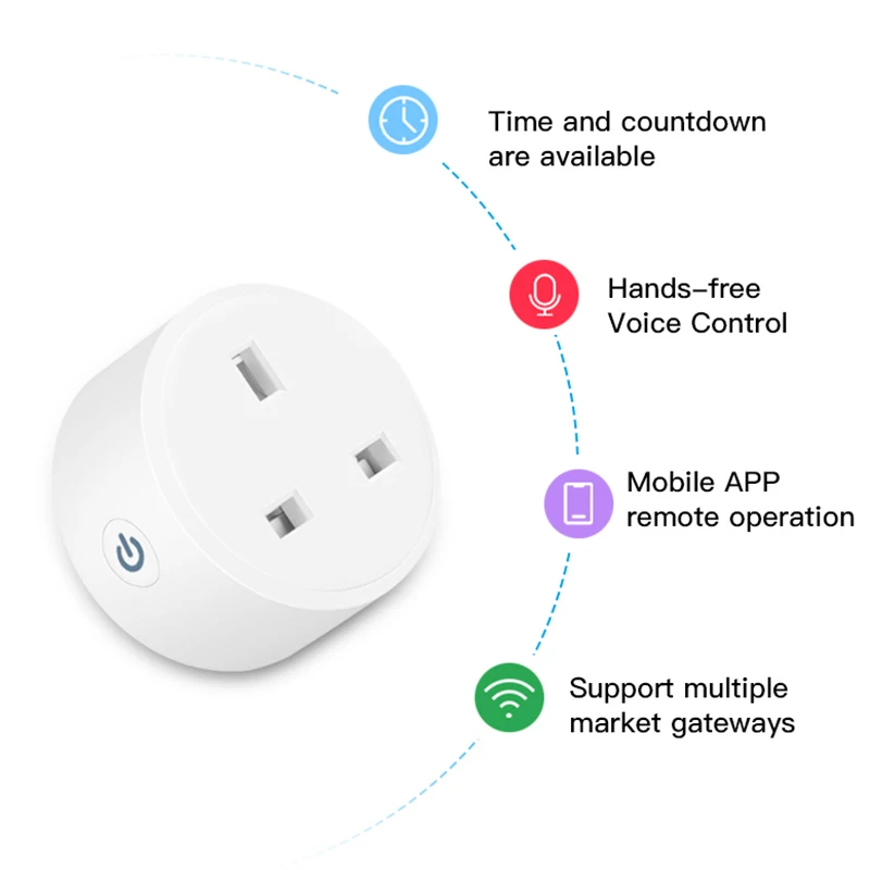 

Tuya Smart Plug UK 15A Power Socket 110-250V Wireless Remote Timer Socket Voice Control Work With Alexa Google ZigBee Gateway