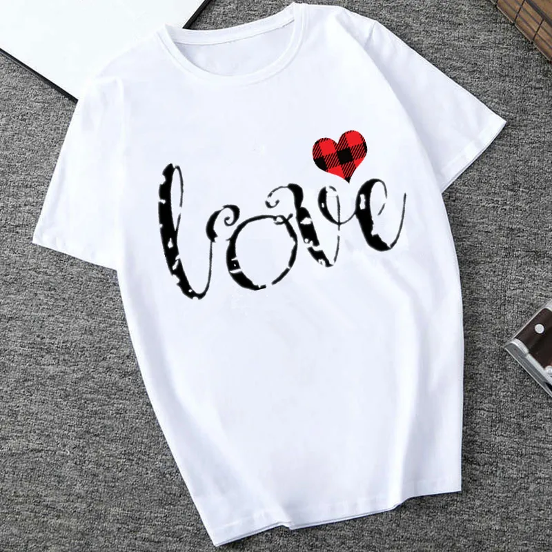 Футболка женская повседневная с принтом сердец топ коротким рукавом в стиле