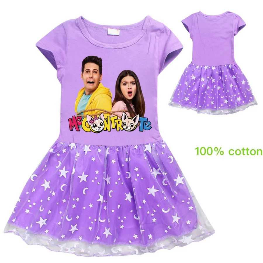 Летнее платье летнее модное Хлопковое для девочек с принтом Me до колена одежда