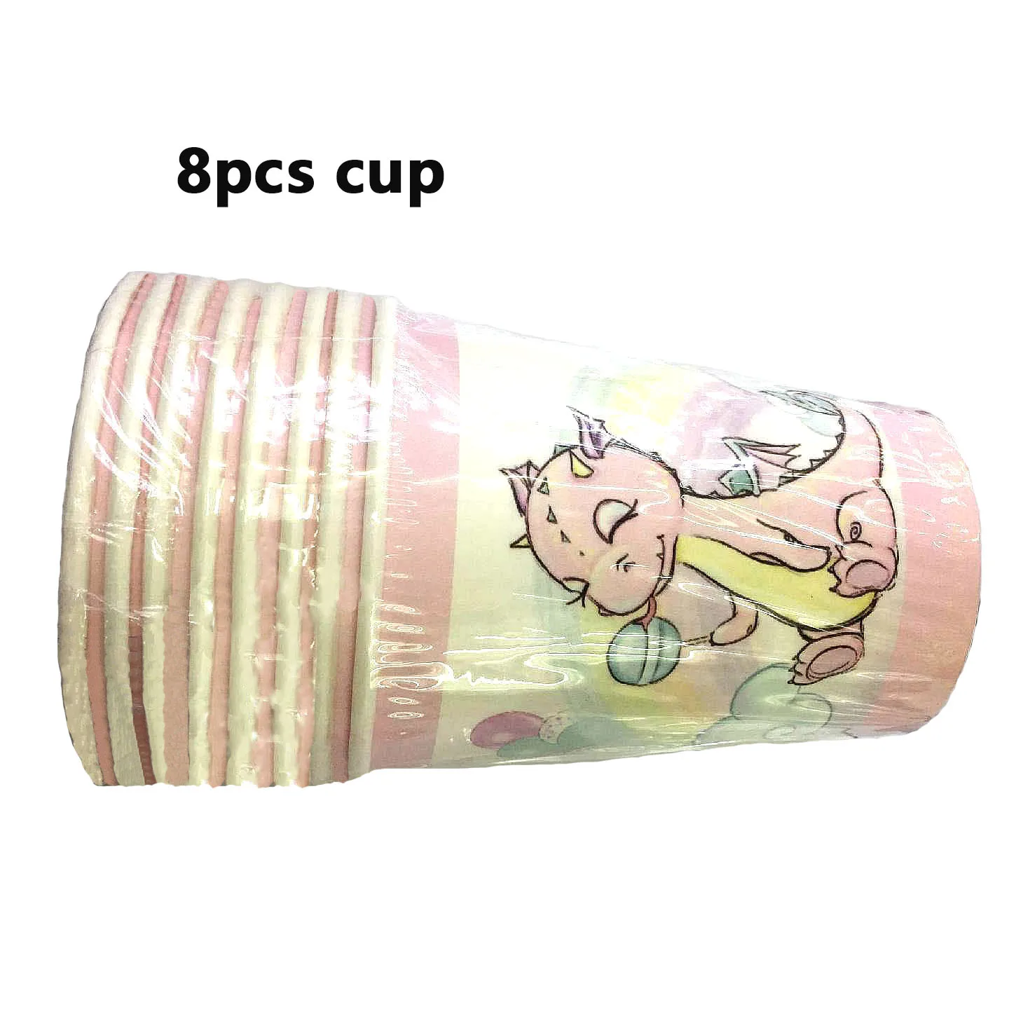 8pcs pink cup Набор одноразовой посуды с динозавром из мультфильма, детский день рождения, детский душ, вечерние украшения с героями мультфильмов - Цвет: 8pcs pink cup