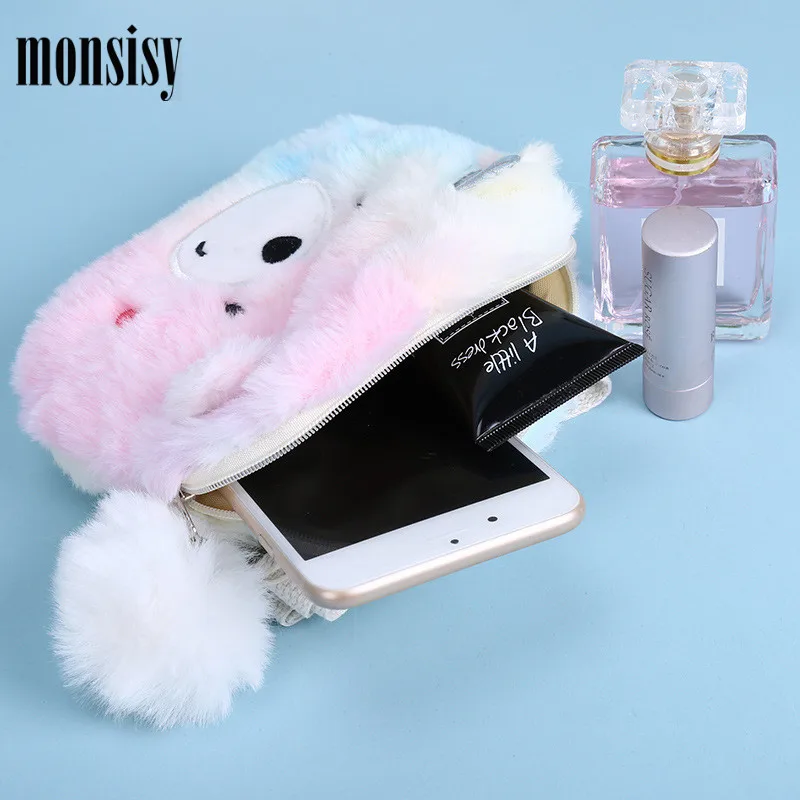 Monsisy сумка из искусственного меха для девочек кошелек и сумочка Детский Kawaii 3D