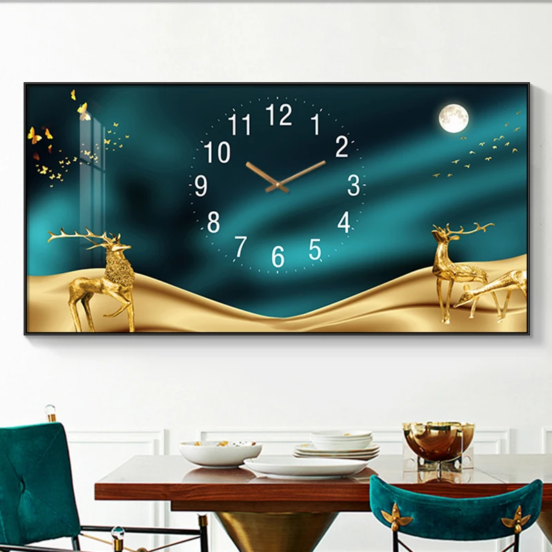 

Modern Nordic Design Wall Clock Quartz Industrial Luxury Wall Clock Large Living Room Aesthetic Deer Horloge Murale Decor HX50NU