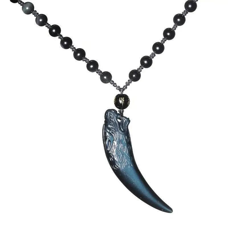 Натуральный черный обсидиан Радужный фиолетовый фонарик кулон трендовый Спайк