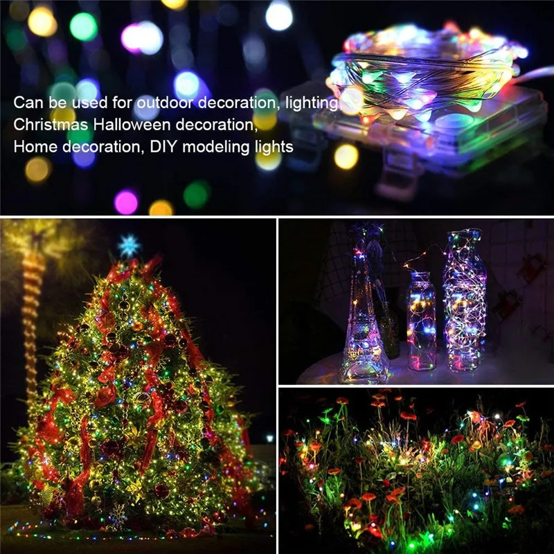 

LED Outdoor Light String Fairy Garland Battery Power Copper Wire Lights For Christmas Festoon Party Wedding 8 Colors