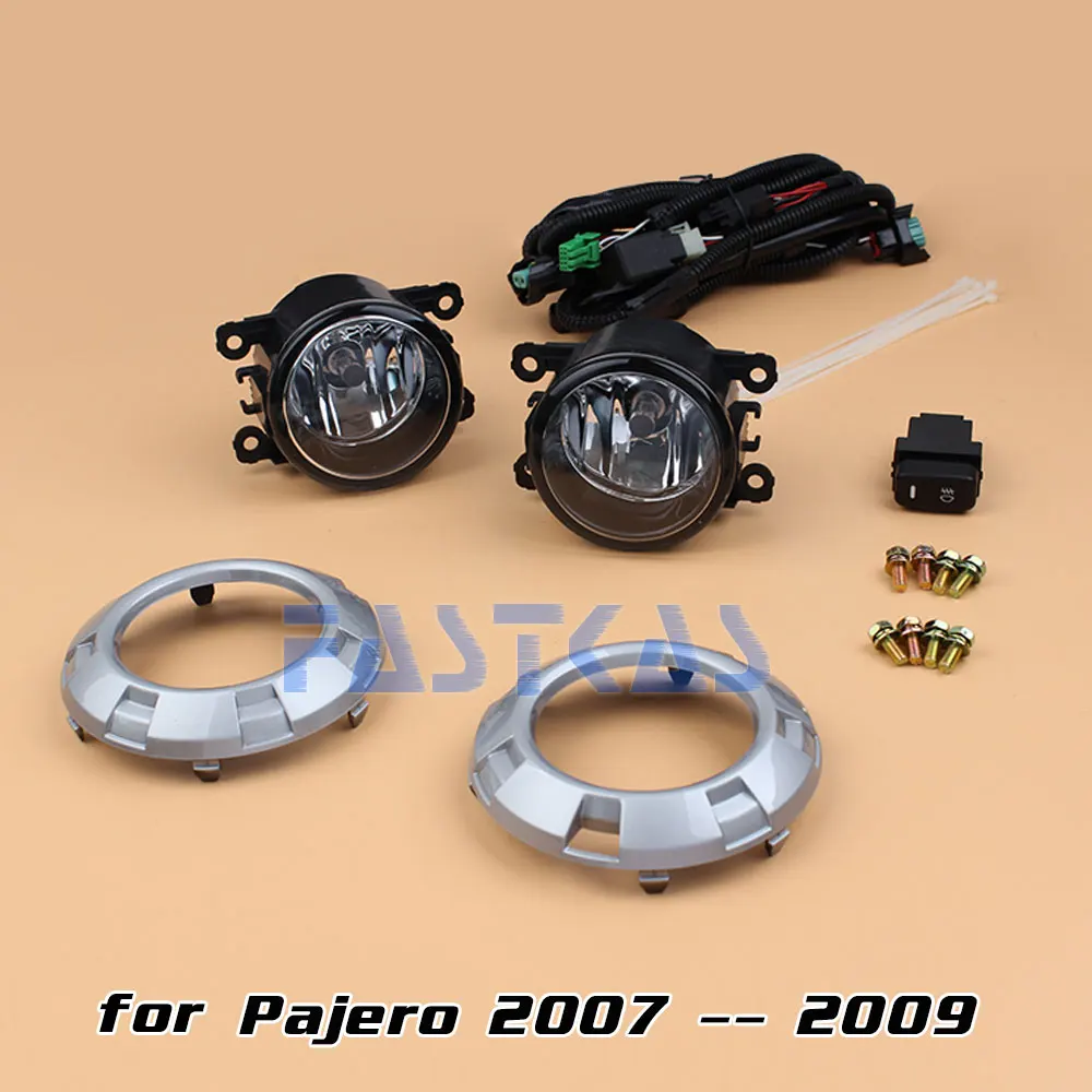 Whole SET Автомобильный противотуманный светильник в сборе для Mitsubishi Pajero 2007 2008 2009 левая и правая противотуманная фара с переключателем жгута крышки противотуманных фар комплект - Цвет: Whole SET