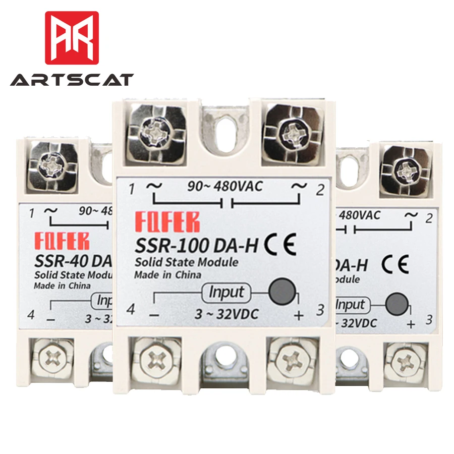 Твердотельное реле SSR-100DA-H 3-32VDC - 90-480VAC SSR 20DA 40DA 60DA 80da твердотельный регулятор