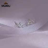 new silver piercing zircon star charm stud earrings for women accessories earrings jewelry gift