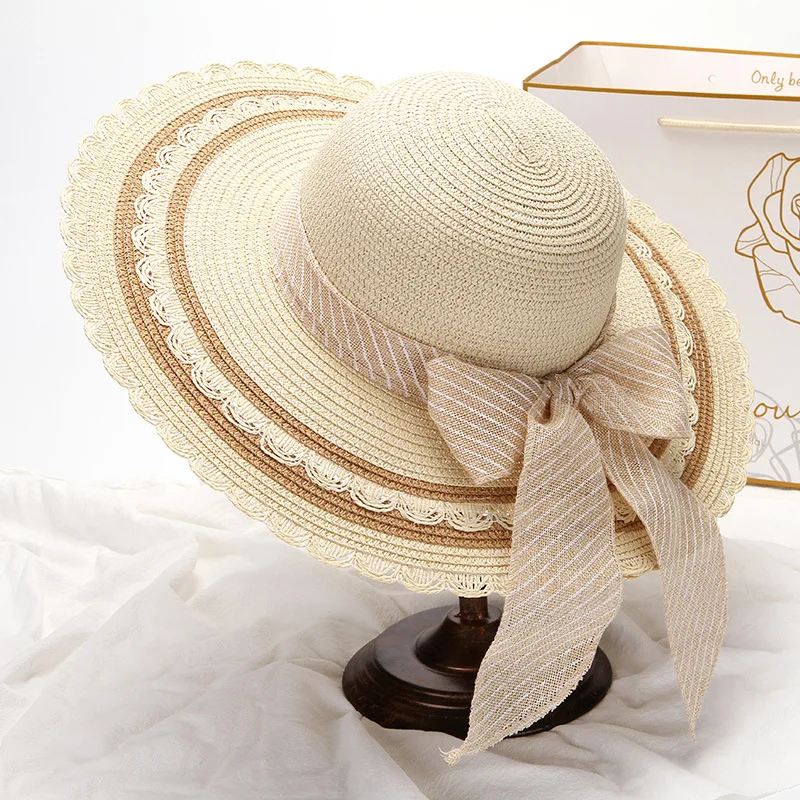 Соломенная Панама женская летняя защита от солнечных лучей на пляже Кепка
