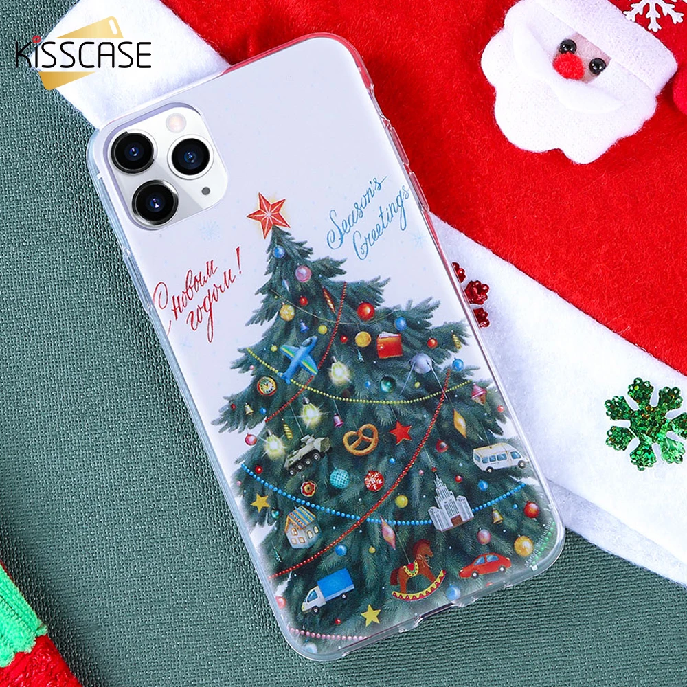 KISSCASE Рождество чехол с елкой для iphone 11 Pro Max XR/XS Max/X 6/6 S/7/8 Plus Санта Клаус снеговика и