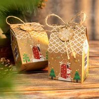 24pcs christmas candy cookies bags kraft paper biscuit bag christmas favors xmas decorations for home navidad 2022 gift boxes