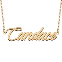 candace name necklace for women stainless steel jewelry 18k gold plated nameplate pendant femme mother girlfriend gift