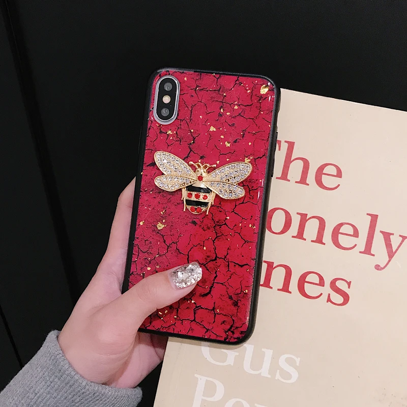 VOZRO роскошный 3D Блестящий пчелиный чехол для телефона для iPhone 7 8 Plus X XR XS Max клей анти-осень для iPhone 11 Pro Max чехол