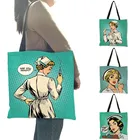 Сумка через плечо с уникальным рисунком, Bolso Mujer, рисунок медсестры, эко лен, практичная сумка для повседневного использования, для работы, путешествий, для девушек