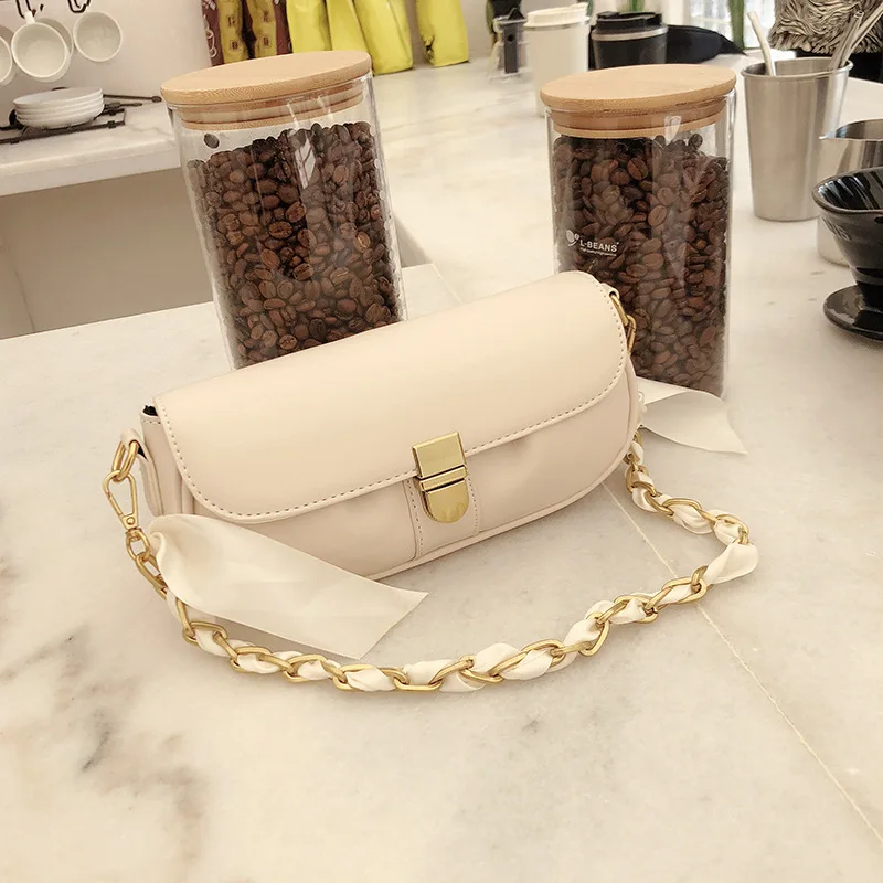 

Bag texture niche design messenger bag women 2021 new fashion pea bag chain strap underarm bag women's handbag