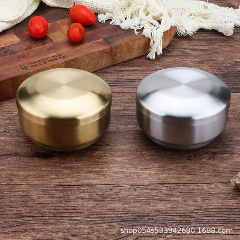 304 Корейская двойная миска для риса из нержавеющей стали с крышкой супа на пару