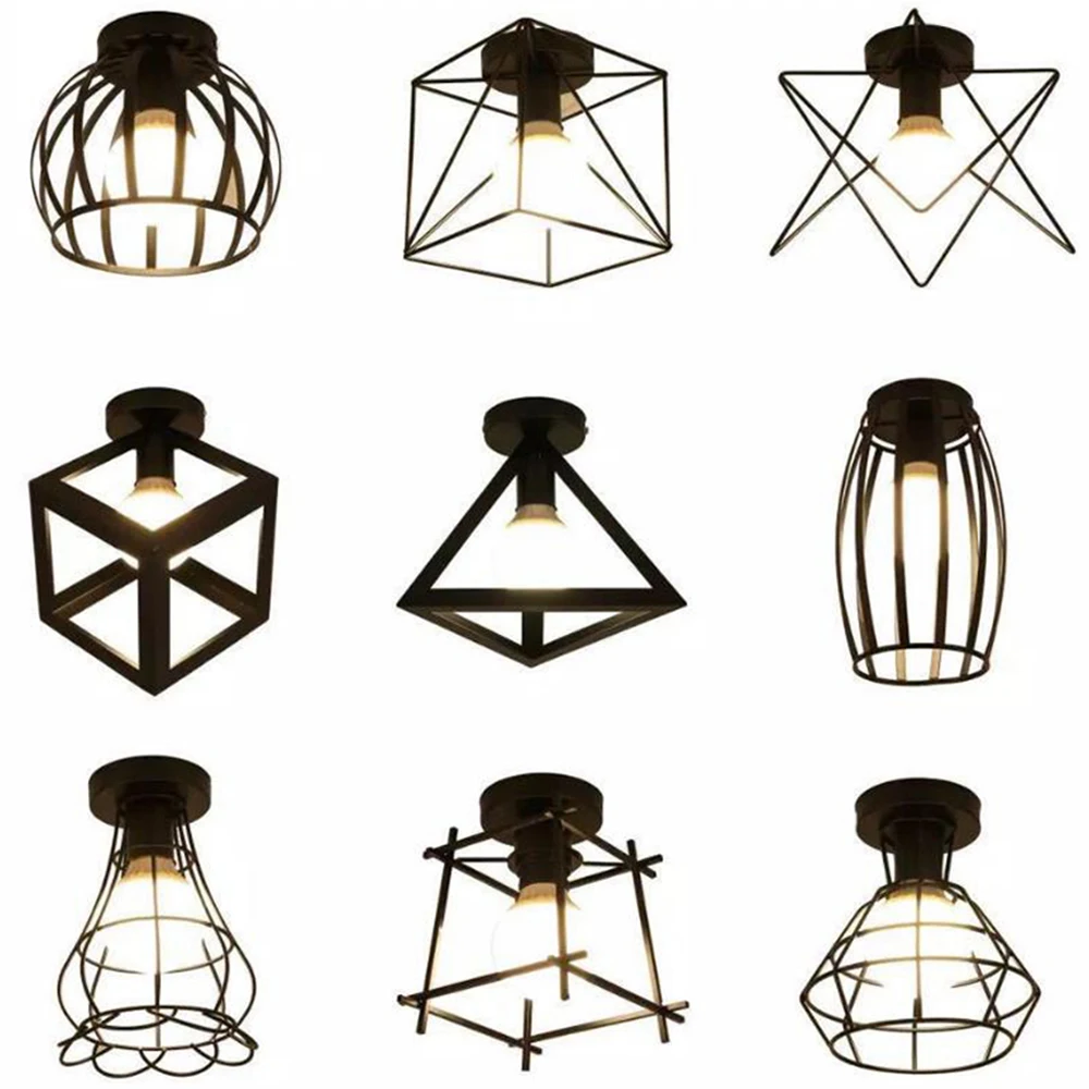 Ретро светодиодный потолочный светильник для Спальня E27 Крытый Утюг потолочные