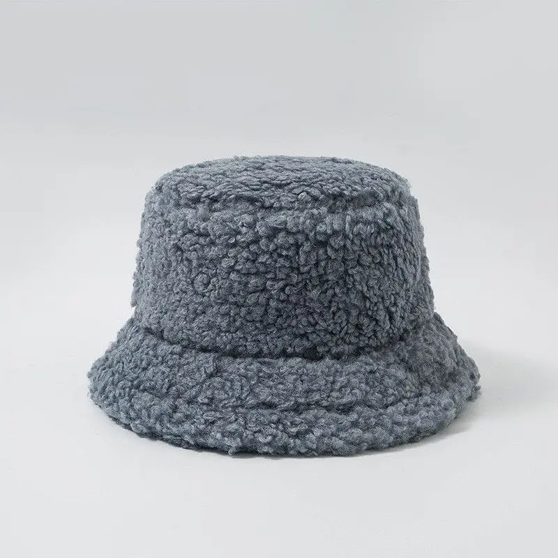 Women Winter Fluffy Plush Bucket Hat Ladies Solid Warm Faux Fur Fisherman Cap images - 6