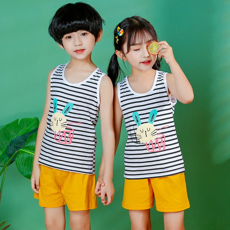 Kids Pajamas 2020 Summer Girls Boys Sleepwear Nightwear Baby Infant Clothes Cartoon Pajama Cotton Children's Pyjamas Vest Suits | Мать и